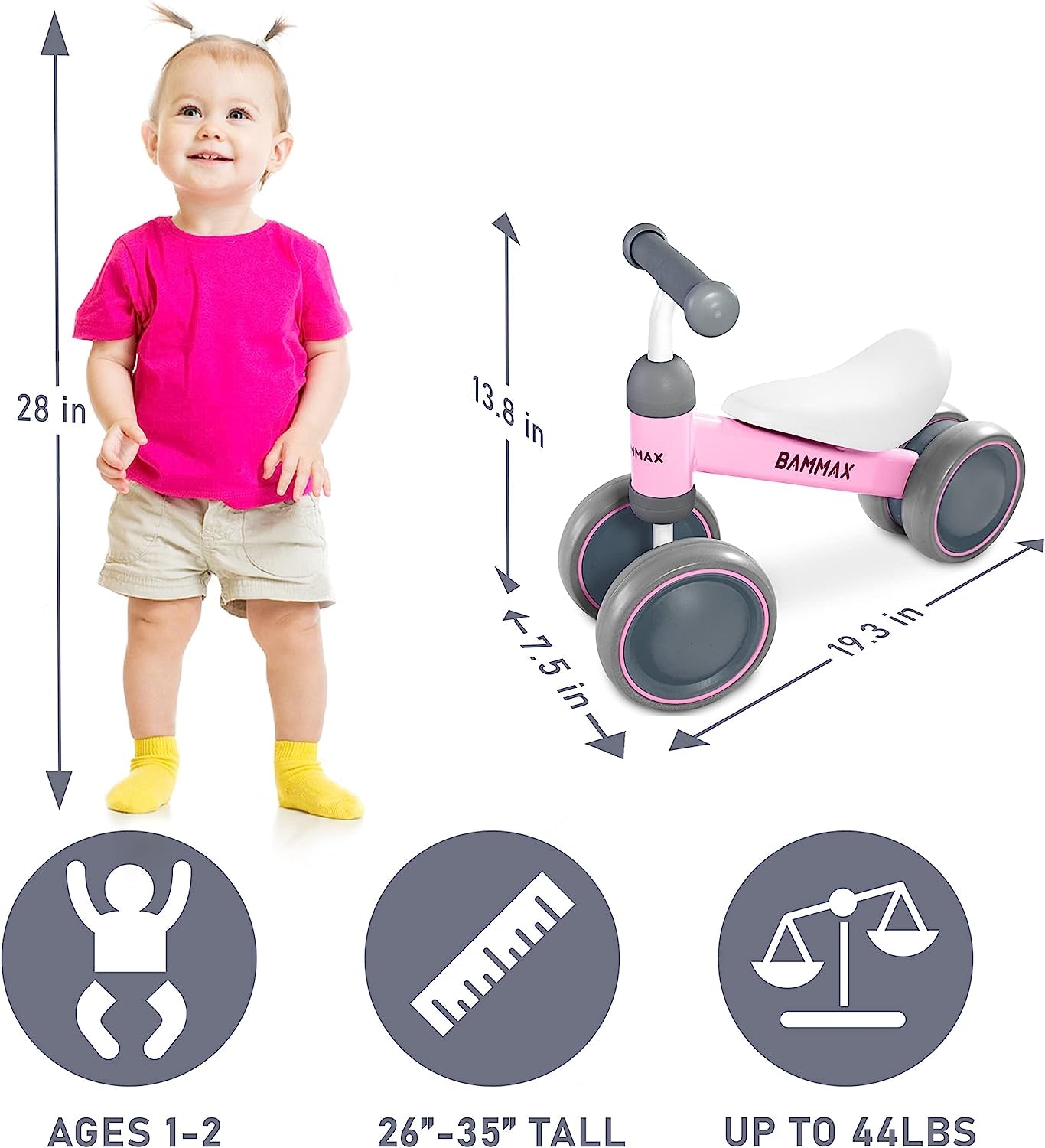 Official Tykebike® Toddler & Baby Bike | Toddler & Baby Balance Bike Ride on Toy | Easy Glide Wheels & Safer Toddler Bike Steering | Indoor/Outdoor Baby & Toddler Ride on Toys for 1+ Year Old