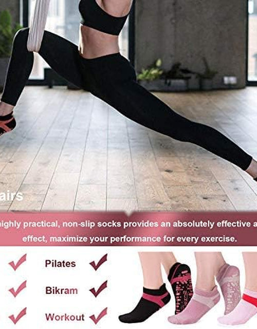 Load image into Gallery viewer, Non Slip Yoga Socks for Women, Anti-Skid Pilates, Barre, Hospital Socks with Grips, Size 5-10
